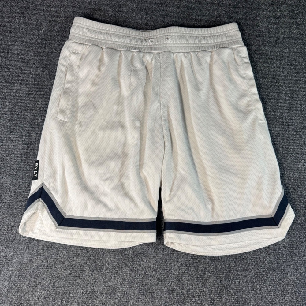 BYLT Premium Basics Fadeaway Shorts White Mesh Athletic Basketball Mens Small